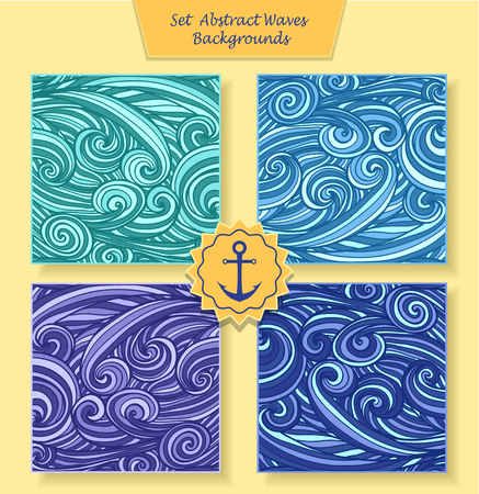 Set Abstract waves or circle hair background in marine blue dark blue colors for banners or for package or template for advertising cosmetic perfumerのイラスト素材