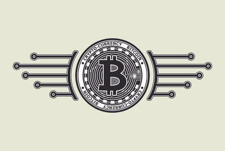 Crypto-currency bitcoin black on whiteのイラスト素材