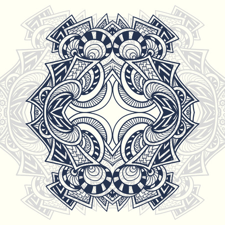 Abstract decorative element in  Zendoodle style black on white for coloring page, or adult relax coloring book for prints on T-Shirt or other thingsのイラスト素材