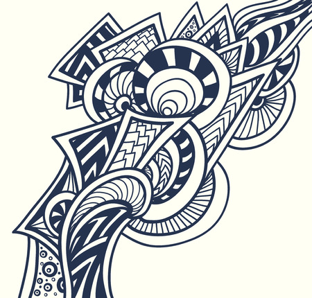 Abstract decorative element in   Zendoodle style black on white for coloring page, or adult relax coloring book for prints on T-Shirt or other thingsのイラスト素材