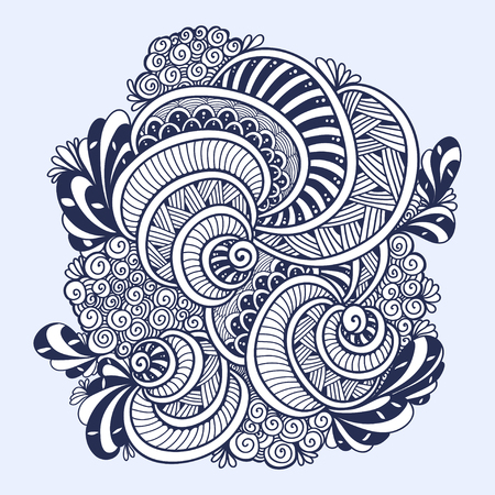 Abstract zen doodle marine seamless pattern from shells for adult coloring books print design.のイラスト素材