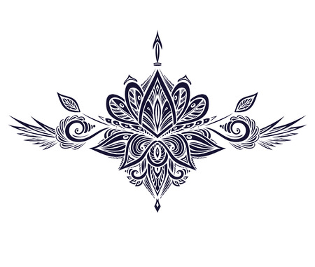 Abstract pattern in boho style for tattoo black on whiteのイラスト素材