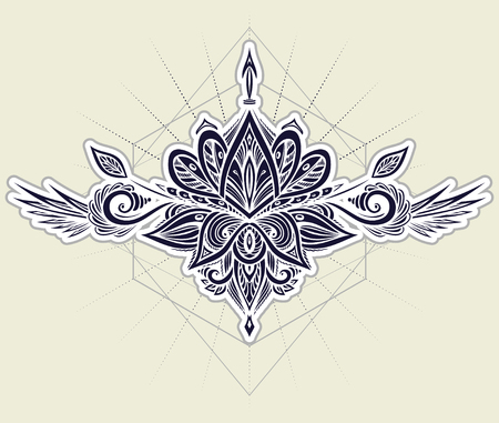 Abstract pattern in boho style for tattoo black on whiteのイラスト素材