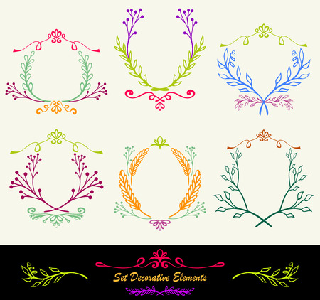 Many colorful hand drawn floral ornamentのイラスト素材