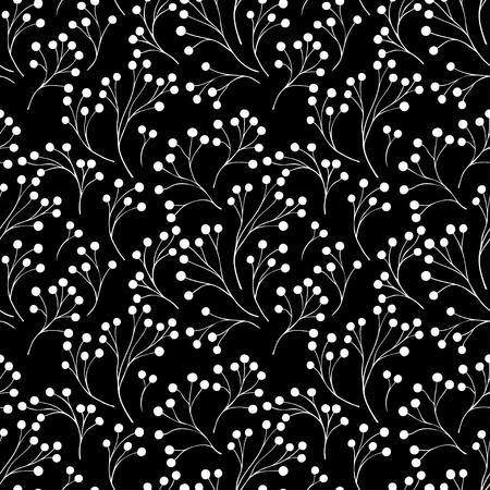 Seamless pattern with abstract branches white on blackのイラスト素材