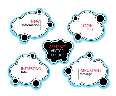 Set of Abstract clouds or liquid shapes  or  banners or frames in white black blue redのイラスト素材