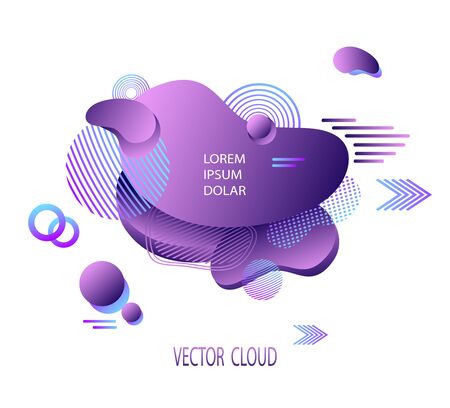 Template of flyer or banner with abstract futuristic cloud in lilac blueのイラスト素材