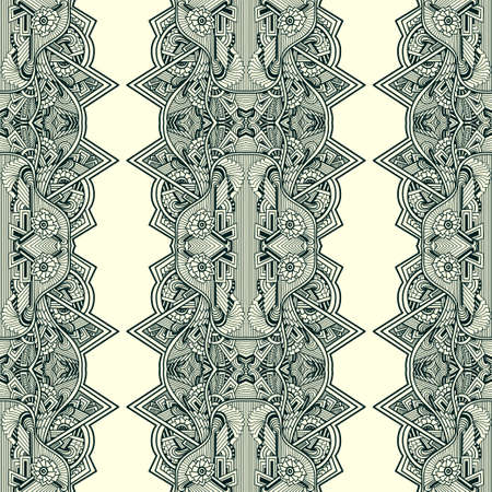 Seamless pattern  in Zen tangle Zen doodle style white black  Indian Arabic Eastern  style white and...