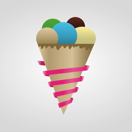 ice cream vector illustration with ribbonのイラスト素材
