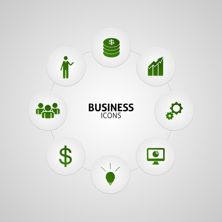 Business green icons in button vectorのイラスト素材
