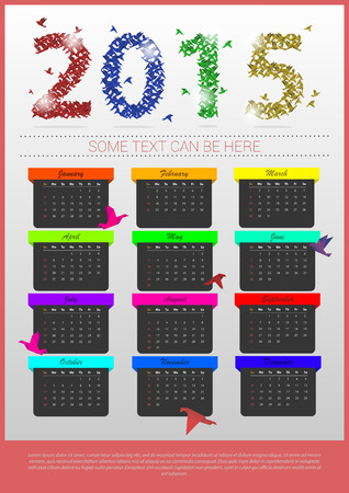 Colorful origami calendar 2015 year. banner template. Vectorのイラスト素材