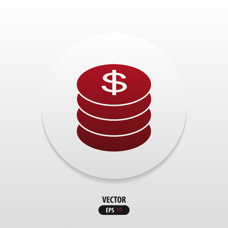 icon flat money in red. Vectorのイラスト素材