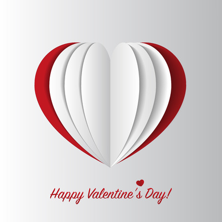 Happy Valentines Day card. Paper heart. Vectorのイラスト素材