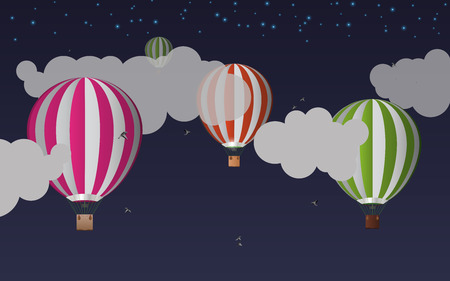 Air balloons in the sky. Night. Vector illustrationのイラスト素材