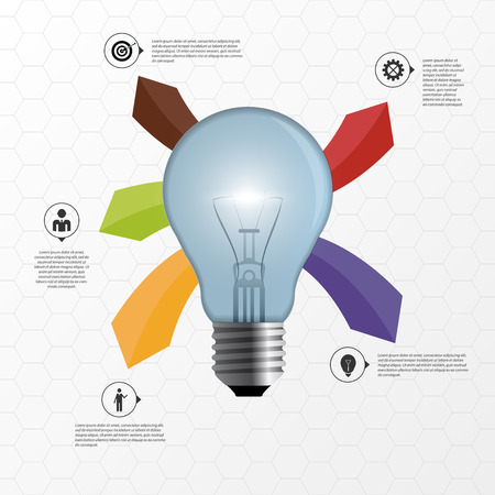 light Bulb with hexagonal background. Infographic design.のイラスト素材