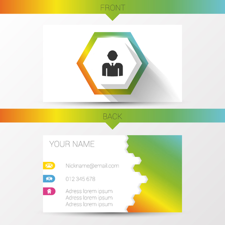 the bright modern business card with the colorful hexagonのイラスト素材