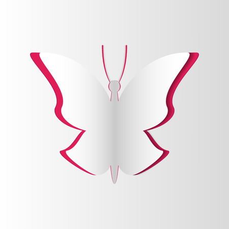 paper butterfly on pink background. Vectorのイラスト素材