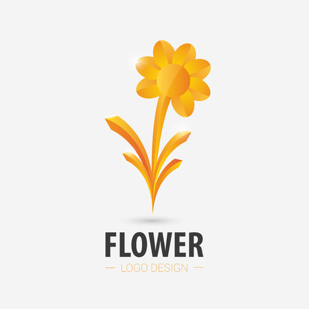 Gold flower logo. Vector illustration. Backgroundのイラスト素材