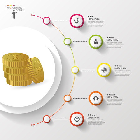 Infographic. Money. Colorful circle with icons. Vectorのイラスト素材