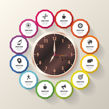 Infographic design template. Business plan. Modern clock. Vectorのイラスト素材