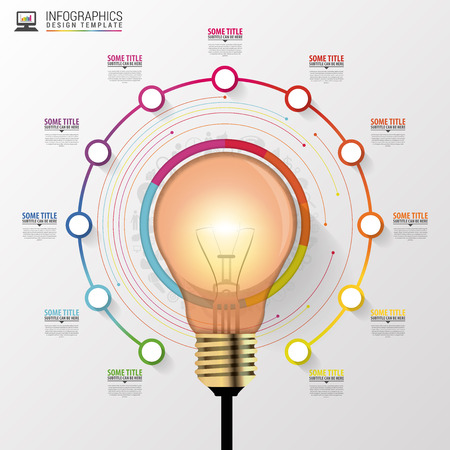 light bulb with circle elements for infographic. Vector illustration.のイラスト素材