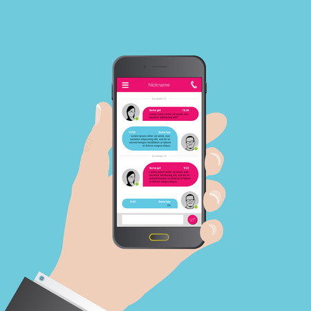 Sms messenger. Speech bubbles. Phone chat interface. Vector illustrationのイラスト素材