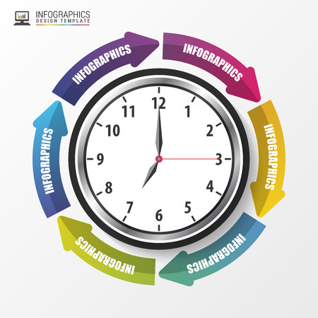 Modern arrow work time management. Infographics template. Vector illustration.のイラスト素材