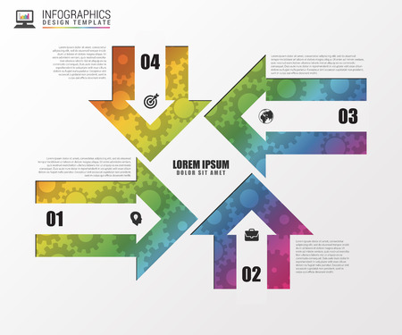 Colorful infographic arrows on the grey background. Vector illustrationのイラスト素材