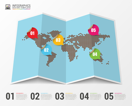 World map with infographic elements. Modern design.のイラスト素材