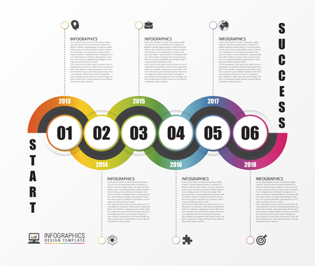 Abstract timeline infographic. Business concept with 6 options, parts, steps or processes. Vector illustrationのイラスト素材