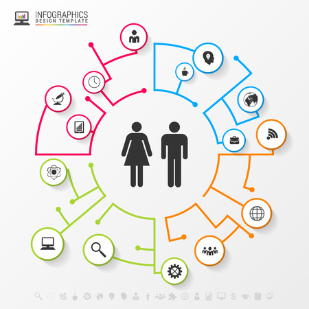 Infographic social network concept. Modern business template. Vector illustrationのイラスト素材