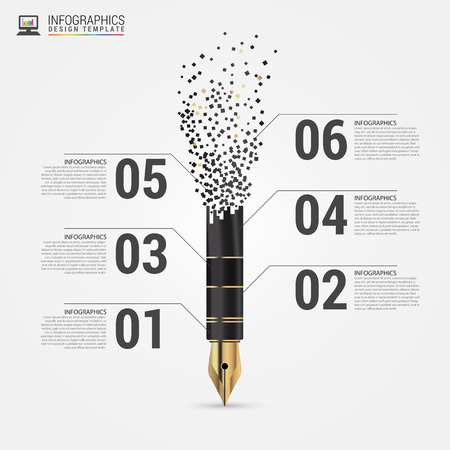 creative flow chart with pen. Vector illustrationのイラスト素材
