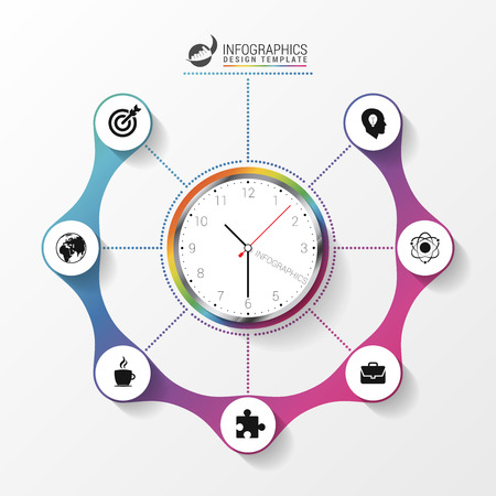 Abstract infographic with clock. Modern design. Vector illustrationのイラスト素材