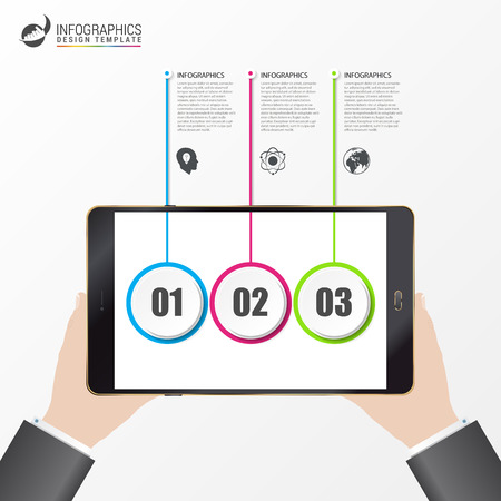 Infographic design template with tablet. Business concept. Vector illustrationのイラスト素材