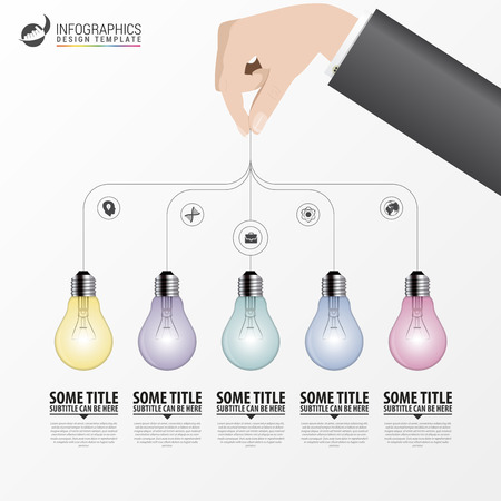 Infographic template. Business concept with bulbs. Vector illustrationのイラスト素材