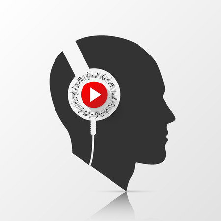 Human head with headphones. Vector illustrationのイラスト素材
