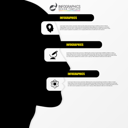 Infographic with black head on the white background. Vector illustrationのイラスト素材