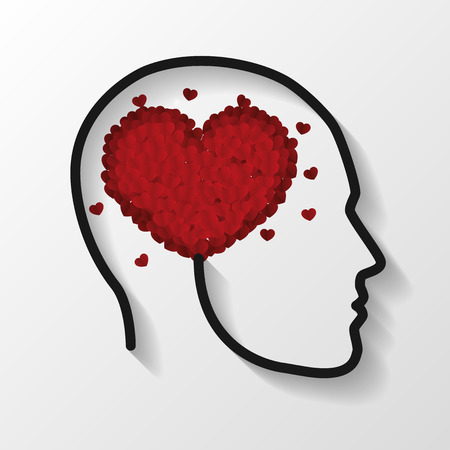 Heart in the head. Concept of love. Vector illustrationのイラスト素材