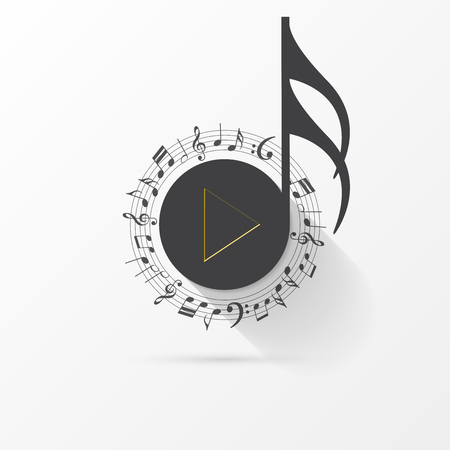 Music note Icon. Creative symbol with play button. Vector illustrationのイラスト素材