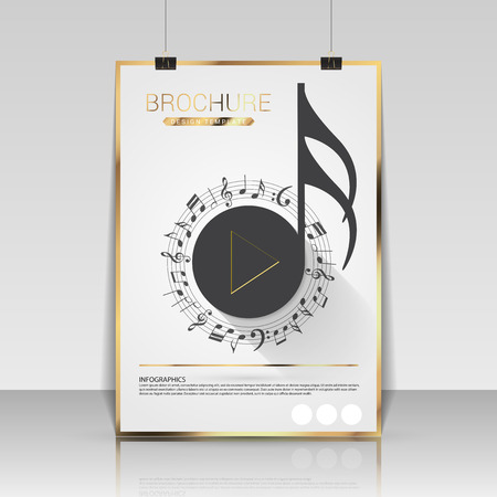 Music brochure cover design. Flyer, poster, booklet template.のイラスト素材