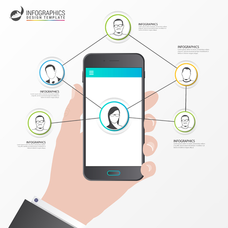 Social network concept. Global communication, infographic. Vector illustrationのイラスト素材