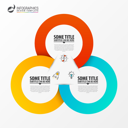 Circle infographics. Template for diagram, graph, presentation and chart. Vector illustration with 3 stepsのイラスト素材