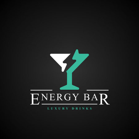 Energy bar symbol. Cocktail with lightning vector illustration.のイラスト素材