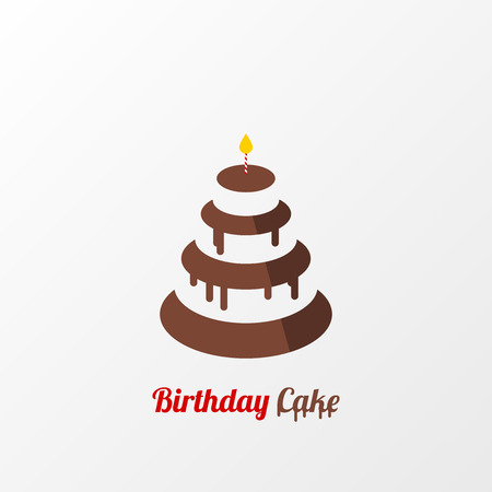 Big birthday cake with burning candle vector illustration.のイラスト素材