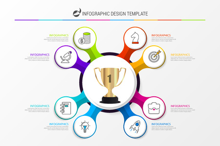 Organization chart with 8 steps. Infographic template. Vector illustrationのイラスト素材