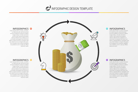 Infographic design template with four steps. Business concept. Vector illustrationのイラスト素材