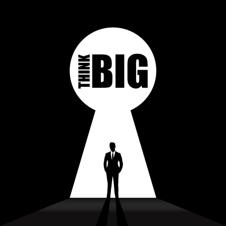 Silhouette of lock with text Think Big. Vector icon. illustrationのイラスト素材