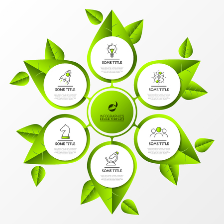 Infographic design template. Nature concept with 6 steps. Can be used for workflow layout, diagram, banner, webdesign. Vector illustrationのイラスト素材
