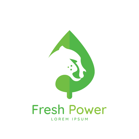 Cheetah symbol with leaf. modern design. Vector illustrationのイラスト素材
