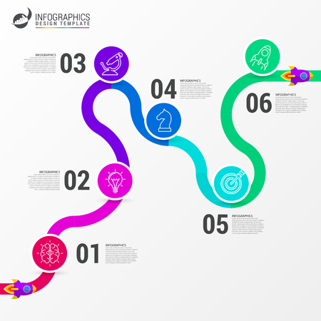 Infographic design template. Timeline concept with 12 steps. Can be used for workflow layout, diagram, banner, webdesign. Vector illustrationのイラスト素材